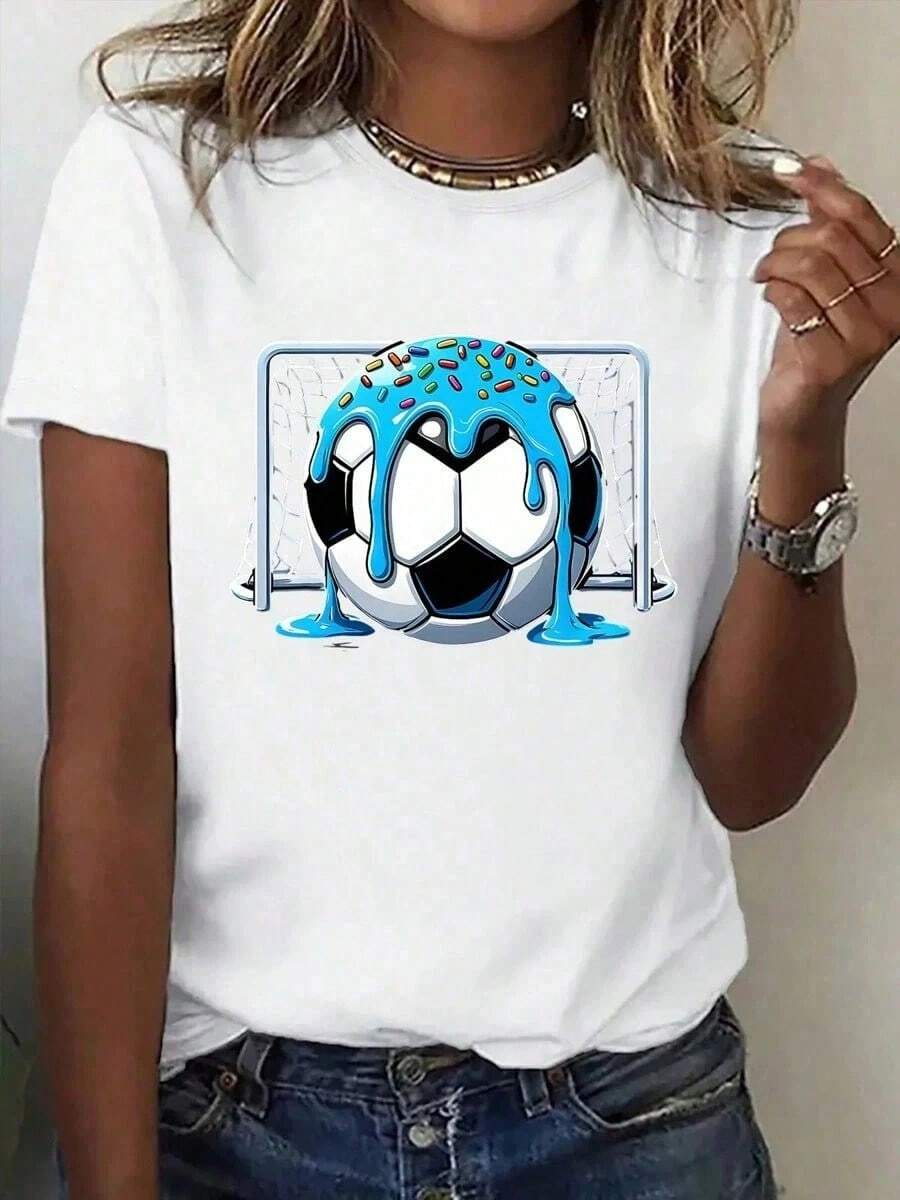 Regular Fit Women's Round-Neck Printed T-Shirt, Part Of The US-Canada-Mexico Football Season Apparel Series, Street Style Women's T-Shirt With Round N - Schwarz - Übersicht 1