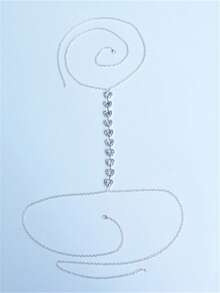 Joyas corporales de cadena de sujetador clásico para mujer, con adornos de strass, accesorio sexy para fiestas - Plateado - Ver 3