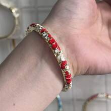 1pc Vintage Palace Style Bohemian Hand-Painted Colorful Enamel Cloisonné Bracelet, Suitable For Women And Girls Jewelry - Double Teardrop Bracelet - View 16