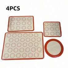 4/5pcs Silicone Baking Mat Set, Non-Stick Reusable Macaron Baking Sheet, Heat-Resistant Fiberglass Cookie Mat, Round And Square Silicone Pastry Mat Suitable For Oven, Macaron, Cookie, Pastry - View 8