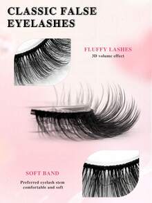 ENCHUW 5 Pairs Wispy Natural Look Eyelash Soft Band Fluffy False Eyelashes - Black - View 2