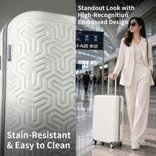 JLY 3-Piece Luggage Set Hard Shell Suitcases ABS+PC, Spinner Wheels, TSA Lock, Lightweight Travel Set - 白色 - 查看 5