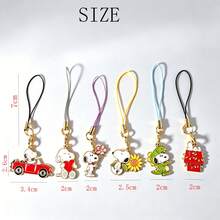 5 piezas Llavero de estilo de dibujos animados Snoopy, cordón para teléfono, correa para llaves, decoración de bolsa, colgante lindo, pequeño regalo para amigos - 5 piezas-2 - View 6