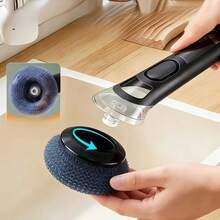 1pc Long Handle Steel Wire Ball Brush, Multi-Function Soap Dispensing Pot Brush, Long Handle Kitchen Cleaning Brush, Replaceable Brush Head, Suitable For Pots, Pans And Bowls Cleaning, Household Kitchen Tool - AA - View 6