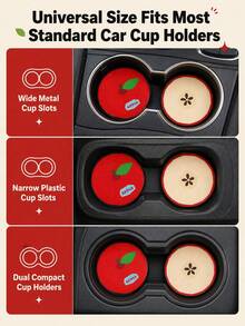 2pcs Cute Fruit Car Cup Holders, Non-Slip Absorbent Scratch-Resistant Universal Cup Coasters, Creative Cute Car Interior Decoration Accessories - A - View 6