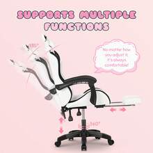 OYAJIA Racing Style Gaming Chair Ergonomic Computer Chair Office Chair Desk Swivel Chair Adjustable Reclining Footrest Cushion White - Black and White #2 - View 9