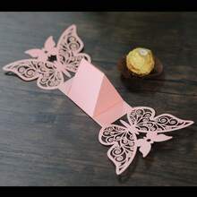 25 Stück Schmetterling Lasergeschnittene Geschenkboxen DIY Hochzeit Geburtstag Geschenk Süßigkeitenboxen mit Schleife, süße Schokoladenverpackungsboxen, geeignet für Hochzeit, Braut Geburtstagsparty Gastgeschenke, Dekorationen, Schulanfang, Valentinstag - Mehrere Stile - Übersicht 5