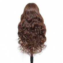 13x4 HD蕾絲前頂假髮 巧克力棕色 4# 短波波波浪髮 180%密度 耐熱合成混紡人髮假髮 含嬰兒髮 女用 - 棕色 - 查看 14