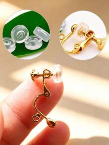 4/10/20pcs Brass Women's Screw-On Clip-On Earring Converters (With Comfortable Pads) For DIY Earrings, Suitable For Non-Pierced Ears, No Piercing Required, Easy To Use With Round Anti-Slip And Pain-Free Pads, Handmade DIY Earring Accessories - Screw Ear Clip - View 2