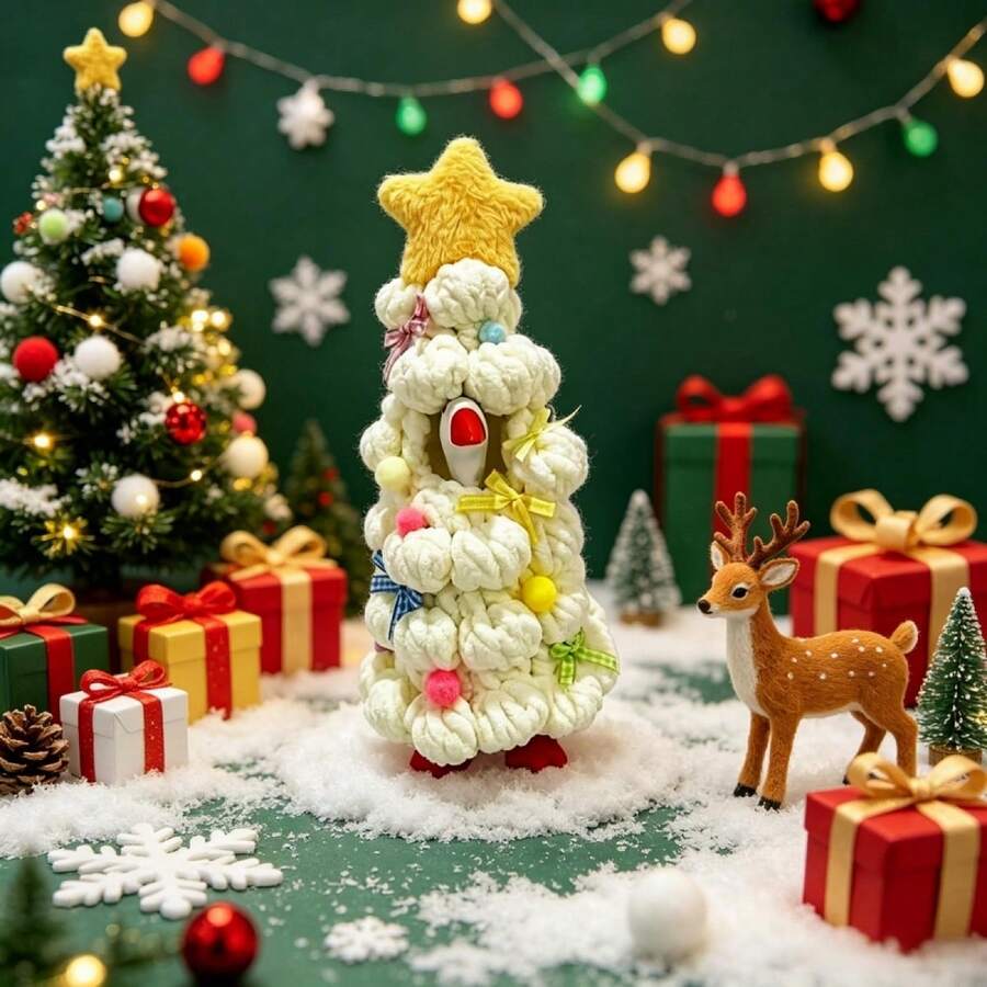 Desk Goose Christmas Outfits Cute Christmas Tree Suit For 7 Inch Mini Goose Statue, Home Office Decoration - White - View 1