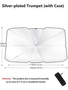Minimalist, Portable Car Windshield Sunshade Umbrella; Features A Reflective Titanium-Silver Coating And A Foldable, Easy-To-Store Umbrella Design; Provides Sun Protection, Heat Insulation, And Interior Protection. - Multicolor - View 17