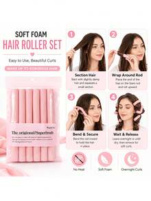 6 buah/Tongkat Pengeriting Rambut Manual - Tongkat Pengeriting Fleksibel, Pengeriting Rambut Busa Lembut yang Dapat Dibengkokkan dan Diputar, Tongkat Pengeriting Spons Bebas Panas, Tanpa Panas Tanpa Kerusakan, Alat Ajaib untuk Menata Rambut Saat Tidur dan Menghasilkan Gelombang Besar - MultiWarna - View 6