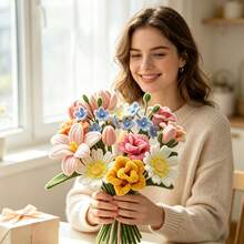 Tallo de tubería de limpieza, materiales florales hechos a mano, conjunto de ramo de flores de terciopelo de tubería con accesorios y tutorial, kit DIY mejorado hecho a mano, adecuado para decoración y regalos - Ramo de la serie colorida - Ver 8