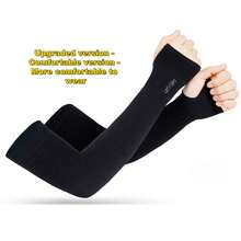 2 Pairs Black And White Women's Spring/Summer Fashion Minimalist Sun Protection UV-Resistant Sweat-Wicking Elastic Ice Silk Fabric Solid Color Long Over-Elbow Arm Sleeves For Outdoor Sports, Travel, Cycling, Driving - Black and White - View 10