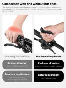 WEST BIKING Bicycle Cycling Bar Ends Ergonomic Design Wrist Protection And Pressure Relief Road Bike Handlebars Silicone Cushioning And Shock Absorption Non Slip And Stable Freely Adjustable Angle Fits 22.2mm Handlebars MTB Bar Ends - Hot Pink - View 2