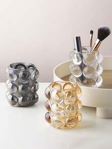 Simple "In Style" Creative Round Glass Makeup Brush Storage Brush Bucket Table Decoration Candle Holder Candle Cup - Multicolor - View 3