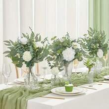 50/100 pièces Tiges de feuilles d'eucalyptus artificielles, feuillage vert factice, convient pour les bouquets de vase de mariage, les couronnes, les accessoires d'arrangement floral, la décoration de la maison, la décoration de la chambre, les ornements de la maison, la décoration du jardin - Multicolore - Voir 4