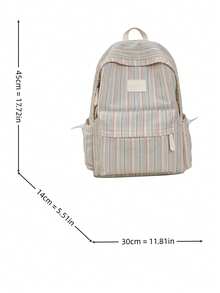 LECEY Mochila de gran capacidad con diseño de insignia a rayas - Rosa - Ver 8