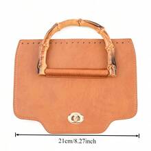1pc PU Leather DIY Handbag Flap, One-Piece Non-Detachable Handle, With Metal Twist Lock, Pre-Punched Edge Design, Handmade Crochet Bag Making Accessory, 6 Colors Available Replacement Material - Multicolor - View 5