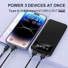 40000mAh Power Bank Portable Charger USB C PD 20W Fast Charging Powerbank Battery Pack For Cell Phones With Dual Flashlight For Camping(4*10000mAh) - 紫色 - 查看 4