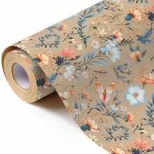 1 Roll Forest Style Watercolor Ditsy Floral Kraft Paper, Size 17x197 Inches, Fresh Spring/Summer Style, Suitable For Birthday, Mother's Day, Graduation, Party And Holiday Gift Wrapping, And Handmade DIY Gift Box Decoration - View 14