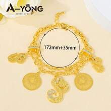 Fashion Dubai Hip-Hop Style 21K Gold Plated Middle Eastern Islamic Lucky Bracelet, Italian Women's Party Jewelry - Pendant Bracelet - View 22