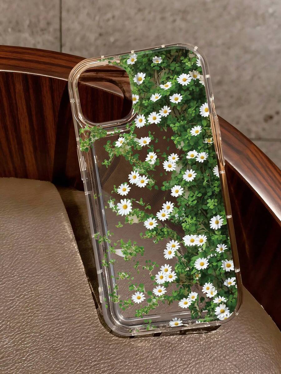 White Daisy Semi-Closed Transparent Anti-Drop Phone Case, Minimalist Ins Style Spring Outfit Phone Case, Suitable For Daily Use, Enhanced Scratch-Resistant Apple Smartphone Protective Case, Compatible With IPhone 15/15pro/15plus/15promax/16/16pro/16promax/17/17pro/17promax//16/15/14 Plus/13/12/11/&A15/A23/A24/A32/A33/A52S/A54/A56/A34/A35/A36/A26/22/S23/S23Plus/S24/S24Ultra/S25/S26/S26 Plus/S26 Ultra - Clear - View 1