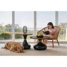 Boho-Style Coffee Table Set (2-Piece)/Melamine Tabletop, Coffee Table With Metal Base/Rustproof And Stable, Stackable/Suitable For Living Room, Bedroom And Office - Walnut Wood + Black - View 7
