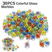 New 1pc/30pcs/60pcs, 1.6cm Colorful Rainbow Beautiful Transparent Glass Beads Marbles - Multicolor - View 6