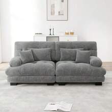 Cloud Corner Sofa For Living Room, Chenille Double Sofa With 2 Lumbar Cushions And 2 Decorative Cushions - Grey - View 4
