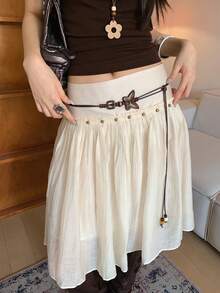 1pc Women's Coffee Brown Polyester Vintage Bohemian Style Butterfly Decor Waist Rope - Coffee - View 5