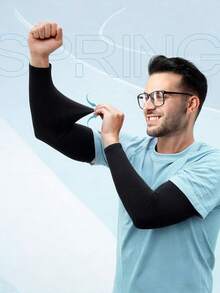 1Pair Ice Silk Cooling Arm Sleeves & Ice Touch Arm Gloves, Breathable Compression Sun Protection Arm Guards For Cycling Running Driving Golf Baseball, Unisex Outdoor Sports Arm Cover, Ideal Men Gift - Multicolor - View 6