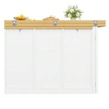 Multifunctional Kitchen Island With Extendable Tabletop, Convertible Countertop, 360° Adjustable Shelves, Snack Shelf, Magnetic Closure And Large Drawer. Modern Design, White. - White - View 9