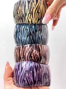1 pièce Nouveau bracelet en acrylique imprimé plumes de paon, patchwork imprimé léopard contrasté, large bande, accessoire de main vintage - Multicolore E - Voir 10