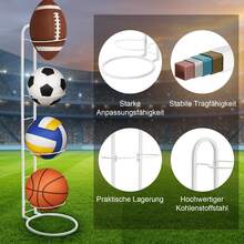 Basketball Ball Storage Rack Holder Organizer Football Volleyball Basket Stand - White, 4-Tier - 查看 3