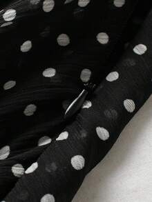 Spaghetti Strap Ruffle Sleeveless Polka Dot Layered Halter Neck Dress Elegant Vacation - Black - View 5