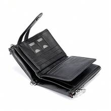 CarrKen New Vintage Fashion Men's Wallet, Large Capacity Multi-Function Snap Closure Wallet, Youth Student Versatile Multi-Card Holder, Gift For Men - Black - View 4