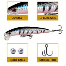10pcs Set Of Floating Minnow Fishing Lures - Perfect For Freshwater & Saltwater Fishing! - Multicolor - View 9