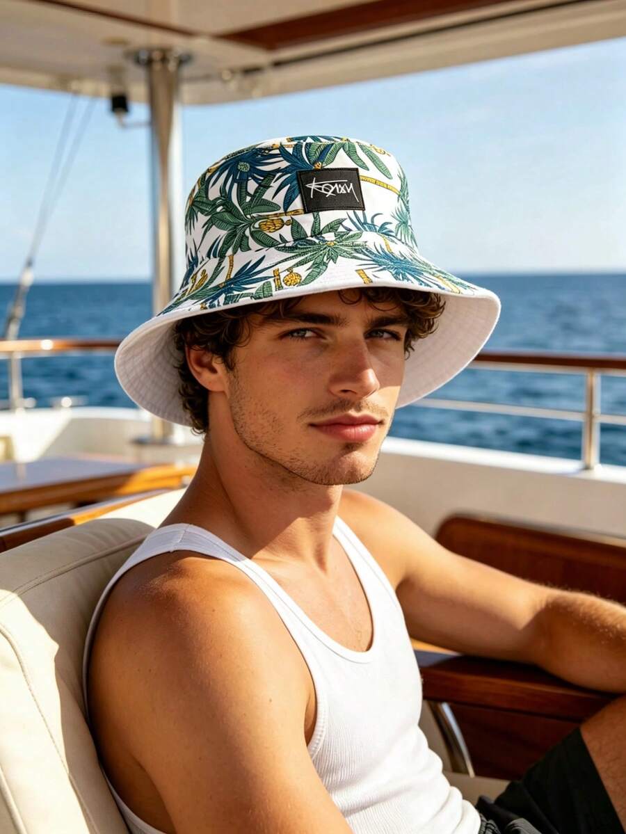 1pc Summer Fashion Printed Reversible Bucket Hat, Spring/Summer Versatile Sun Protection Beach Hat, Personalized Hat - Multicolor - View 1