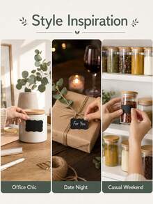 10pcs Reusable Waterproof Chalkboard Labels,Glass Jar Label Stickers,Wavy Shape Self-Adhesive Labels For Kitchen & Pantry Organization,Containers,Jars Spices,Wine Glasses,Food Storage,Home And Office Scrapbooking,Wedding,School Supplies,BackToSchool - Multicolor - View 6