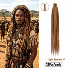 20 Strands 24 Inch Dreadlock Extensions Synthetic Hippie Single Ended Dreads Ombre Black 0.6 Cm Width Loc Extensions Reggae Style Crochet Hair For Men - Multicolor - View 23