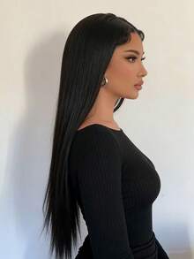 26 Inch Women's Black/Brown/Orange/White Straight Hair Wig, No Bangs, Heat Resistant, Elegant Smooth Versatile, Suitable For Christmas, Carnival, Suitable For All Women - Multicolor - View 6
