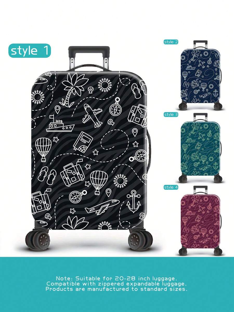 1PC Airplane Travel Flat Printed Luggage Protector (Luggage Cover Only, No Luggage Included) Essential Accessories For Travel And Checked Luggage.