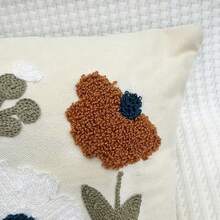 Vintage Floral Embroidery Cushion Cover, Boho Daisy Butterfly Decor Pillow Case,Decorative Cushion Case For Home Bedroom Decor, Living Room, Sofa, Bed, No Pillow Insert Included - Beige Butterfly - View 6