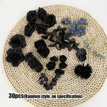 21/25/30pcs Black Artificial Flower Heads - Realistic Roses, Peonies, Daisies, Etc. - Suitable For Autumn/Winter Halloween, Wedding Decor, Home, Wreath Making, Hat Decoration, Tabletop And Centerpiece Decoration - Black Flower Head - View 14