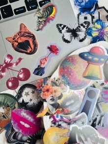 50Pcs Retro Millennium Pop Style Stickers Waterproof PET Gift Decoration Scrapbook Laptop Luggage Guitar Water Cup Phone Case DIY Decal - Multicolor - View 5