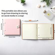 1pc Hot-Selling Tie-Up Notebook, Portable Sketchbook, Square Blank Journal, Travel Stamp Book, Back To School, Christmas, Perfect For Holiday Gift - Multicolor - View 2