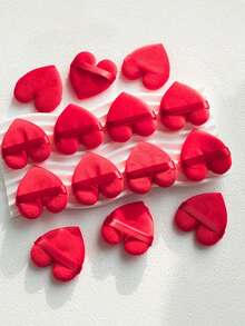 3pcs Heart-Shaped Velvet Powder Puffs, Dry And Wet Use, Suitable For Loose Powder Application, Reusable Makeup Sponge, Suitable For Face And Body, Suitable For All Skin Types - Multicolor - View 2