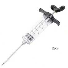 1/2pcs Meat Injector Syringe, Graduated Barrel With Smooth Grip, Needle Easily Penetrates Meat For Marinating, Suitable For Turkey, Steak, Brisket, Home Parties And BBQ, Compact Storage For Kitchen Use - Multicolor - View 12