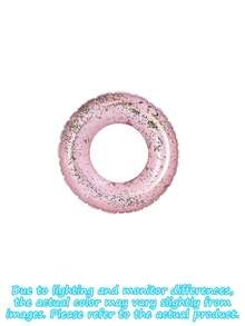 1pc Transparent Glitter Inflatable Swim Ring, Round PVC Pool Float With Sequins, Multicolor Macaron Colors, Lightweight Water Floating Accessory, Suitable For Swimming Pool, Beach, Lake, Summer Pool Party, Beach Vacation, Outdoor Water Play - Clear - View 16